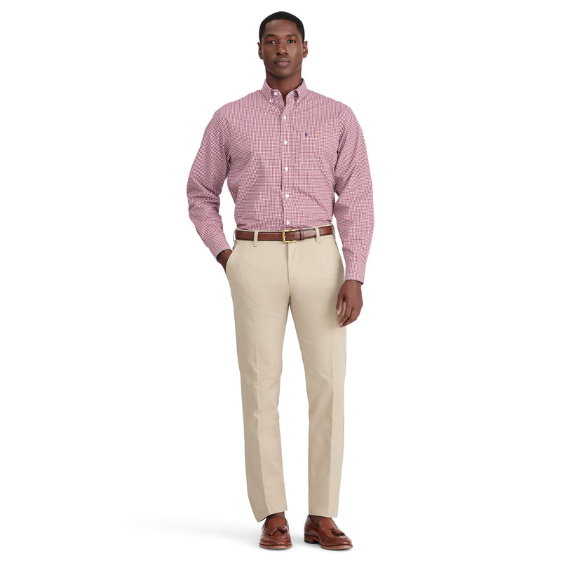PERFORMANCE FLAT FRONT CHINO PANTS SLIM - CEDARWOOD KHAKI