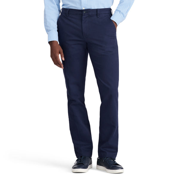 PERFORMANCE FLAT FRONT CHINO PANTS SLIM - NAVY
