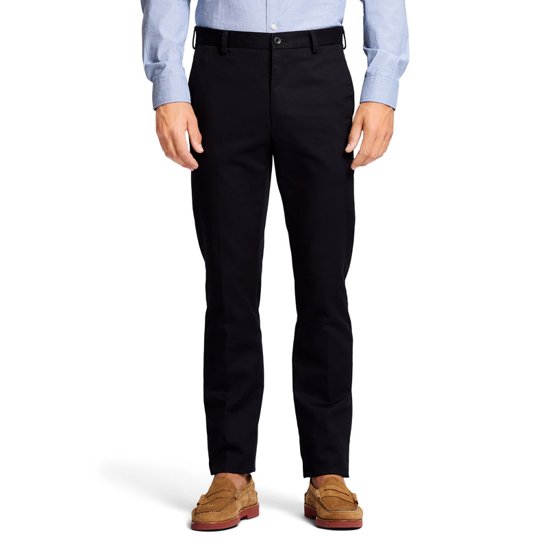 AMERICAN CHINO FLAT-FRONT SLIM FIT PANT - BLACK