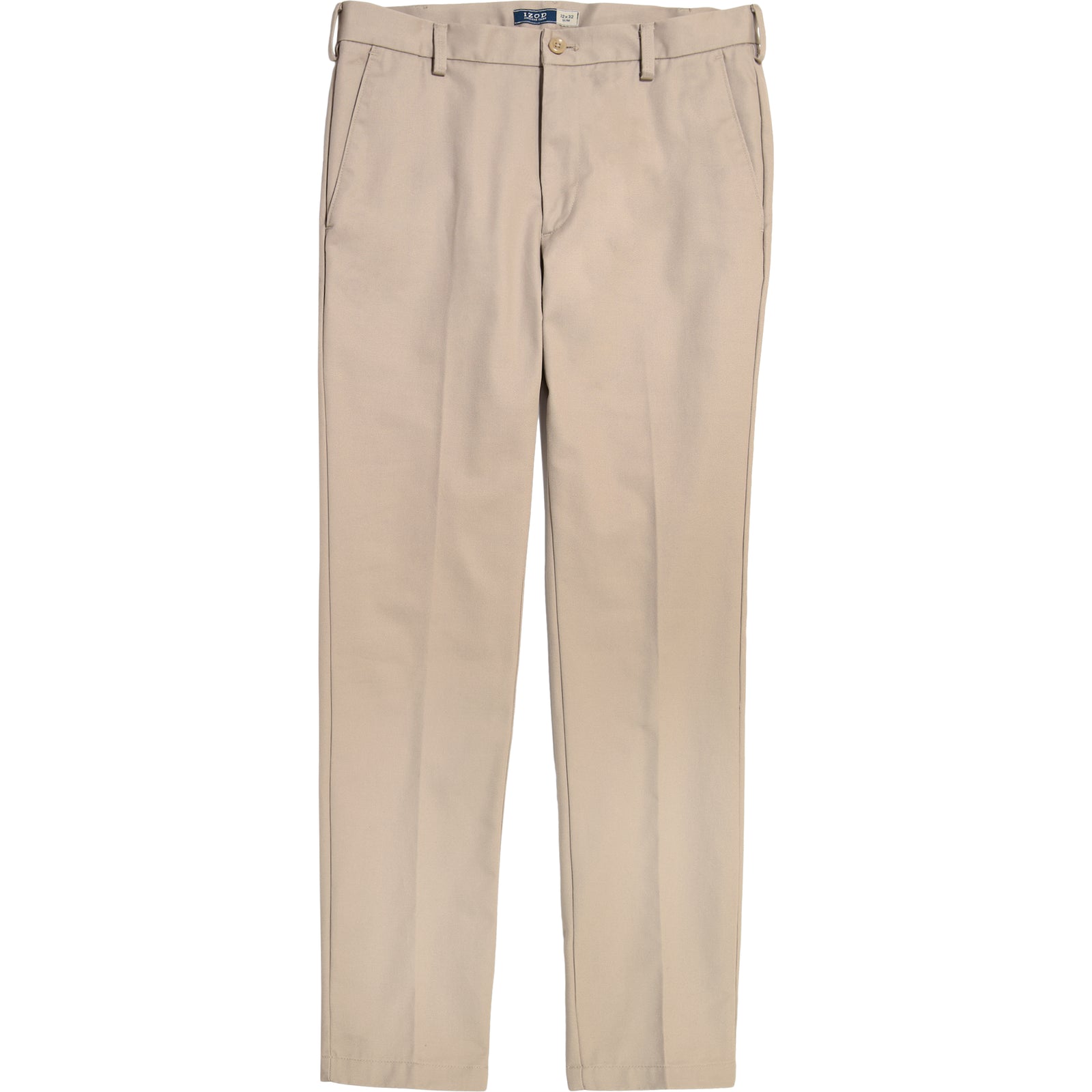 IZOD Men's American Flat Front Slim Fit Wrinkle Free Khaki Chino Pants (Irregular)
