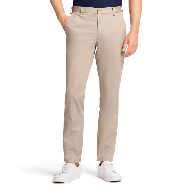 AMERICAN CHINO FLAT FRONT SLIM FIT CHINO PANT - KHAKI