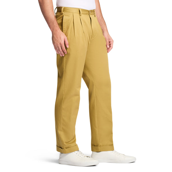 AMERICAN CHINO DOUBLE PLEATED PANT - KHAKI