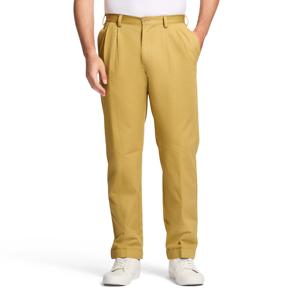 Relaxed fit pleated fashion chino