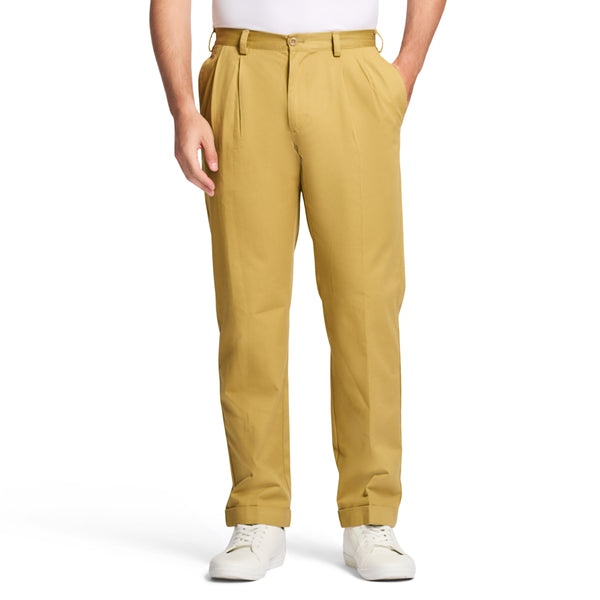 AMERICAN CHINO DOUBLE PLEATED CLASSIC FIT PANT - KHAKI