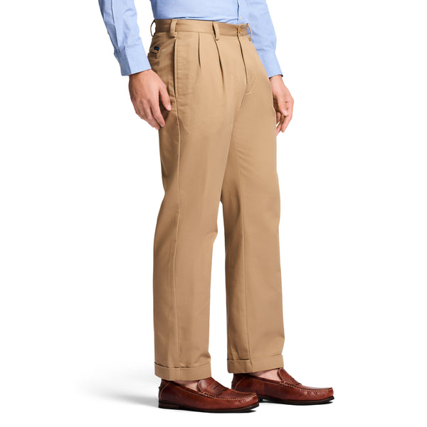 AMERICAN CHINO DOUBLE PLEATED PANT - ENGLISH KHAKI