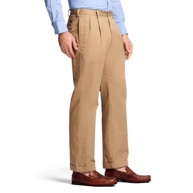 AMERICAN CHINO DOUBLE PLEATED CLASSIC FIT PANT - ENGLISH KHAKI