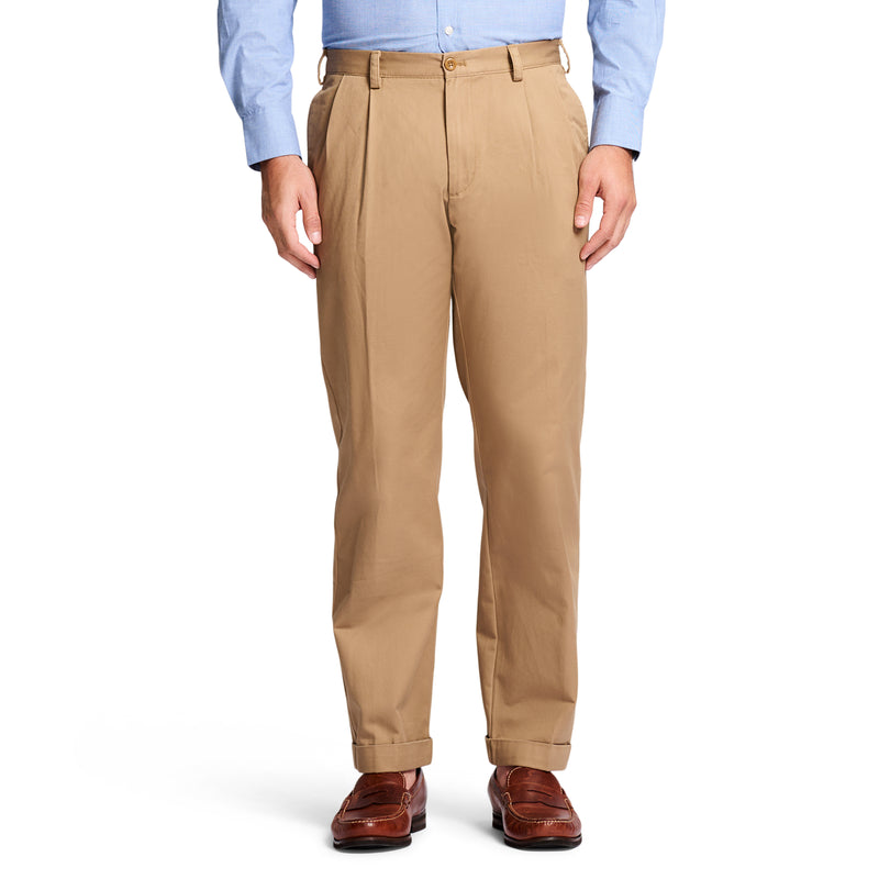 AMERICAN CHINO DOUBLE PLEATED CLASSIC FIT PANT - ENGLISH KHAKI