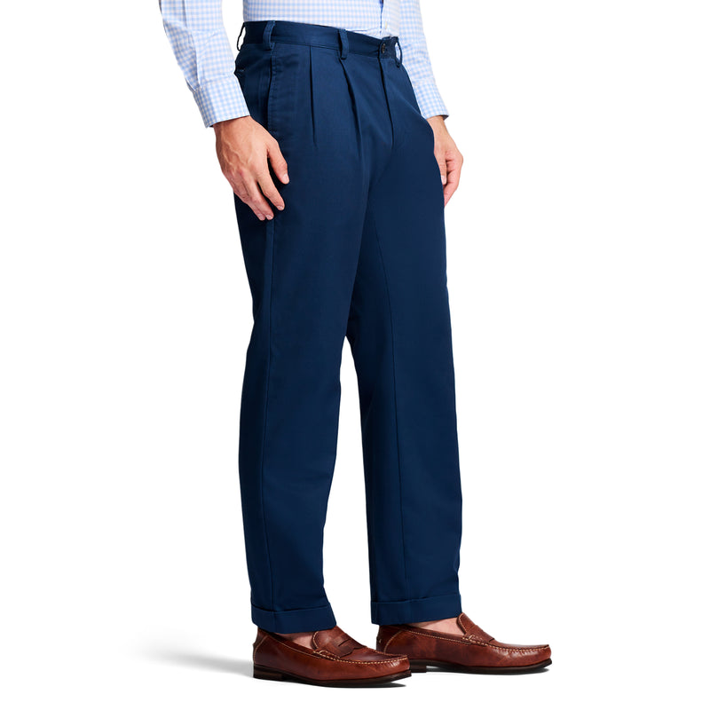 AMERICAN CHINO DOUBLE PLEATED CLASSIC FIT PANT - NAVY