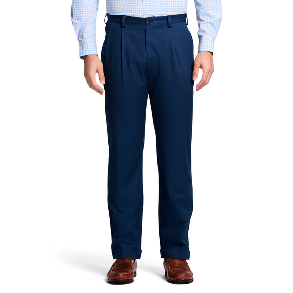 AMERICAN CHINO DOUBLE PLEATED CLASSIC FIT PANT - NAVY