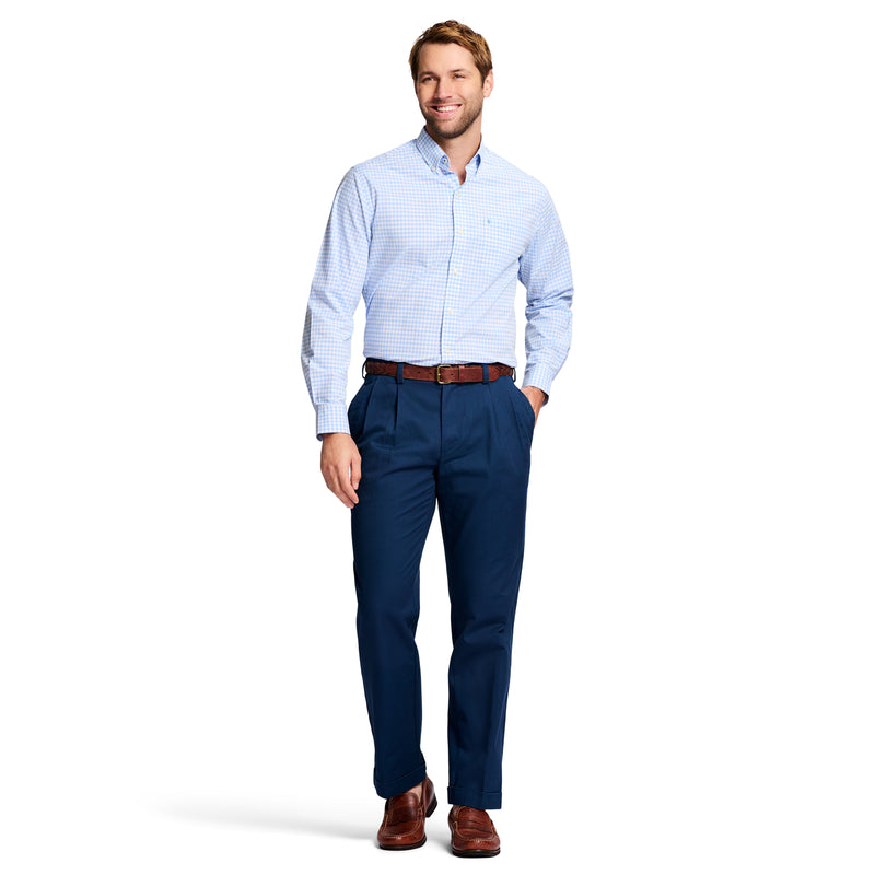 AMERICAN CHINO DOUBLE PLEATED CLASSIC FIT PANT - NAVY