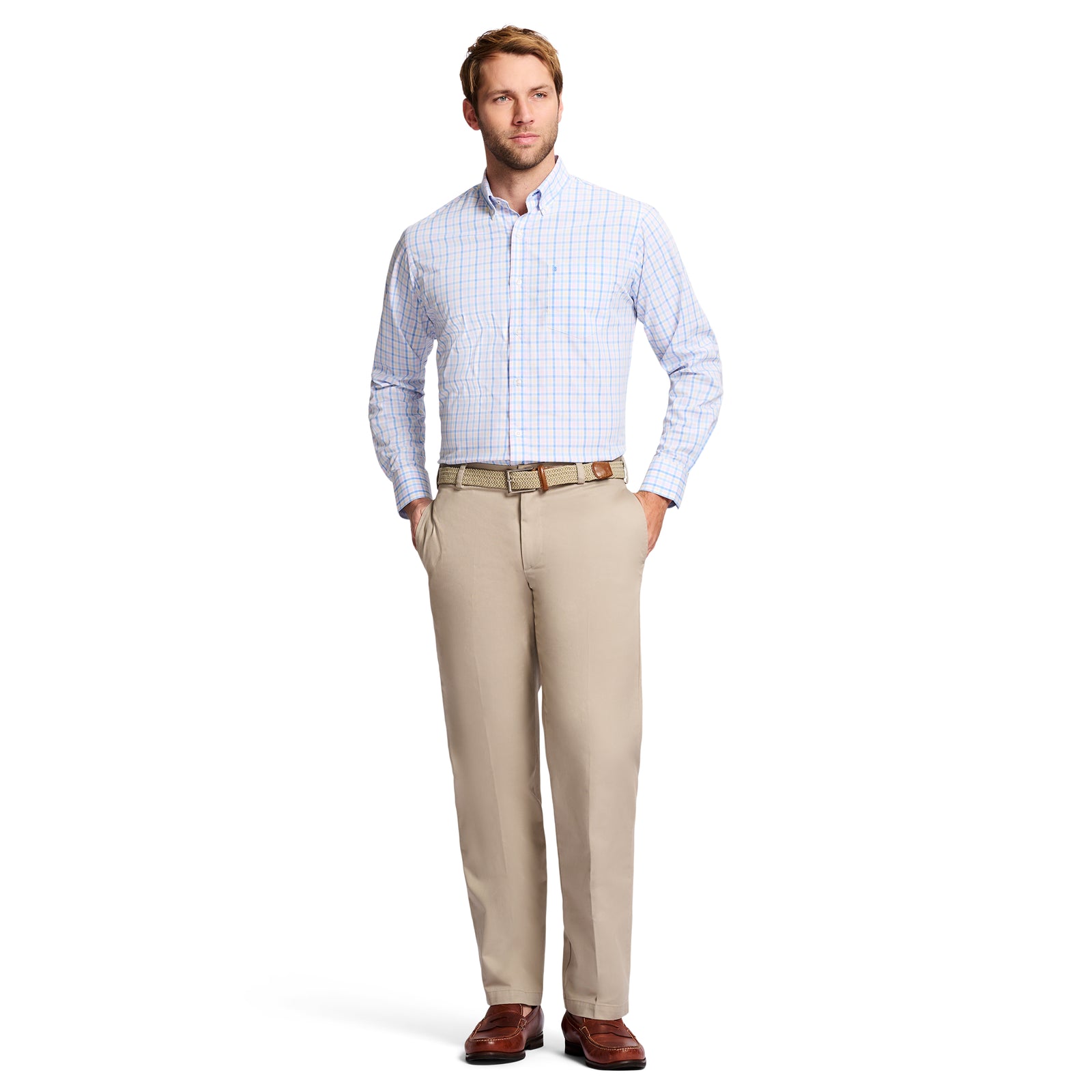 AMERICAN CHINO FLAT FRONT CLASSIC FIT PANT KHAKI IZOD