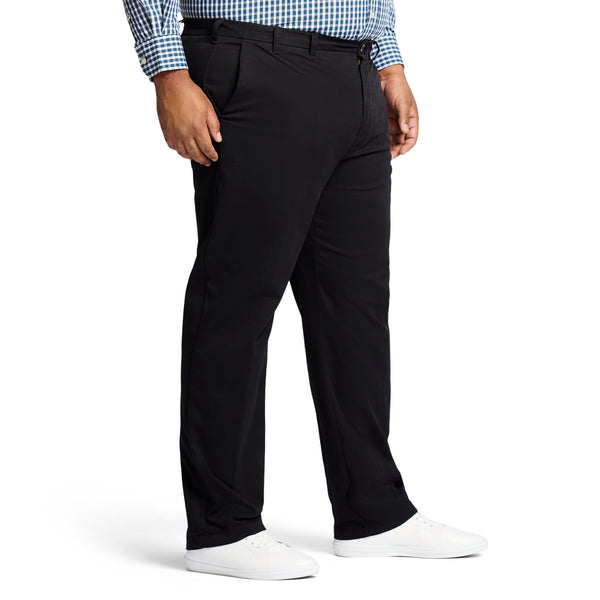 BIG & TALL PERFORMANCE FLAT FRONT CHINO PANTS - BLACK
