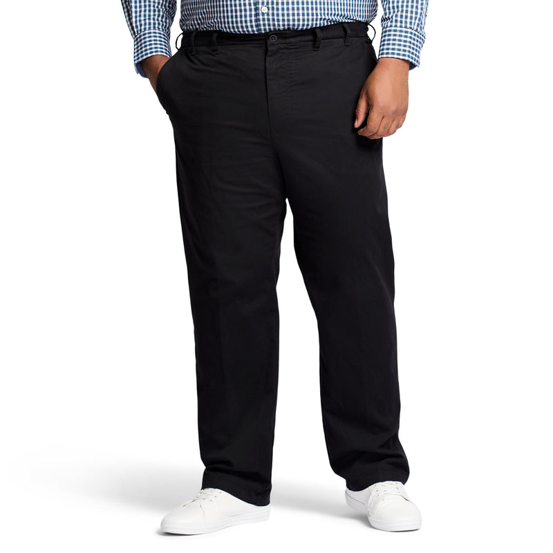 BIG & TALL PERFORMANCE FLAT-FRONT CHINO PANT - BLACK