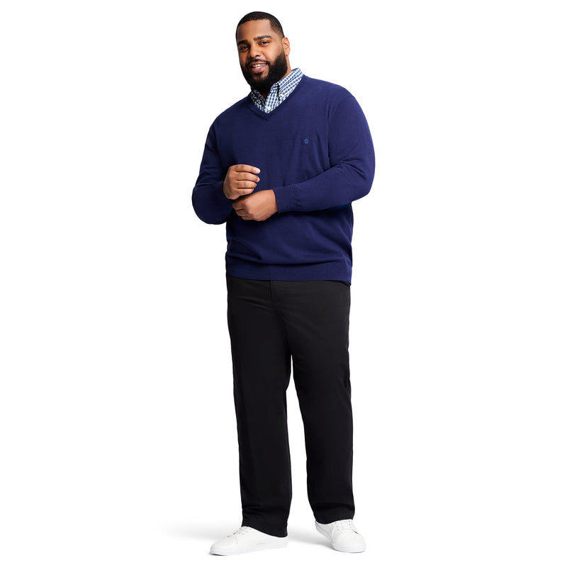 BIG & TALL PERFORMANCE FLAT-FRONT CHINO PANT - BLACK