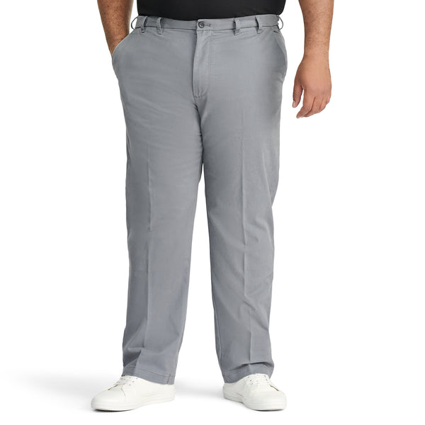 BIG AND TALL PERFORMANCE FLAT-FRONT CHINO PANT - SMOKED PEARL