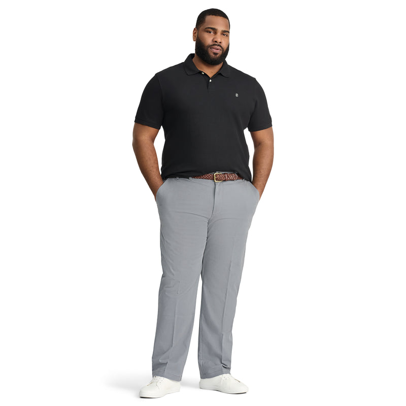 BIG AND TALL PERFORMANCE FLAT-FRONT CHINO PANT - SMOKED PEARL