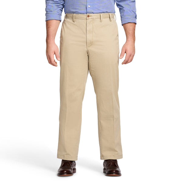 BIG AND TALL PERFORMANCE FLAT-FRONT CHINO PANT - CEDARWOOD KHAKI