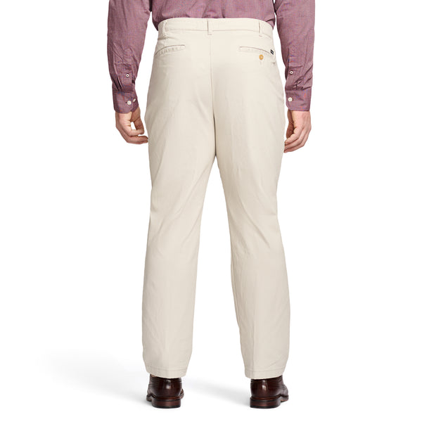 BIG AND TALL PERFORMANCE FLAT-FRONT CHINO PANT - WARM PEARL