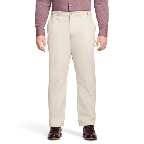 BIG AND TALL PERFORMANCE FLAT-FRONT CHINO PANT - WARM PEARL