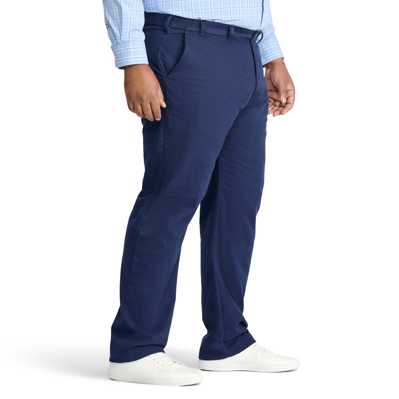 BIG AND TALL PERFORMANCE FLAT-FRONT CHINO PANT - NAVY