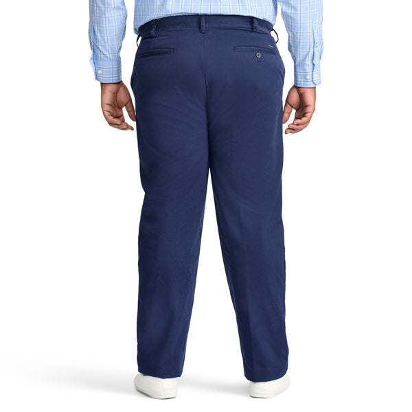 BIG AND TALL PERFORMANCE FLAT-FRONT CHINO PANT - NAVY