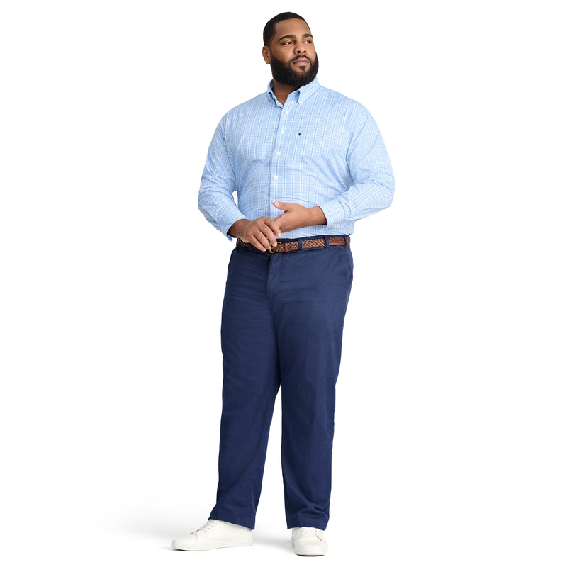 BIG AND TALL PERFORMANCE FLAT-FRONT CHINO PANT - NAVY