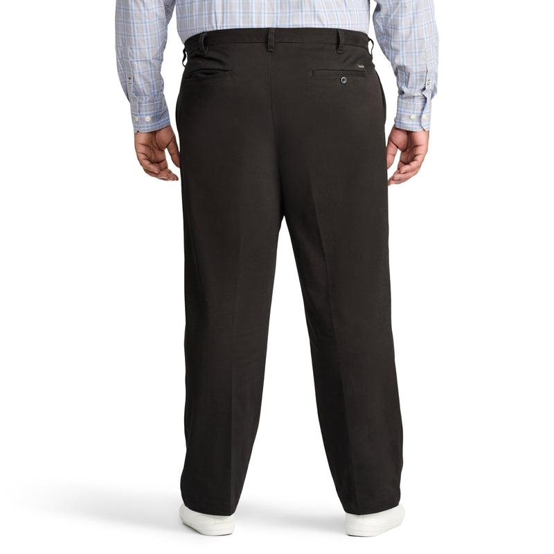 BIG AND TALL PERFORMANCE STRETCH PLEATED CHINO PANT - BLACK