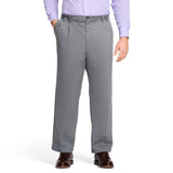 BIG & TALL PERFORMANCE FLAT FRONT CHINO PANTS - SMOKED PEARL
