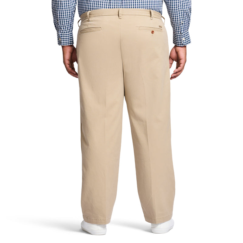 BIG AND TALL PERFORMANCE STRETCH PLEATED CHINO PANT - CEDARWOOD KHAKI