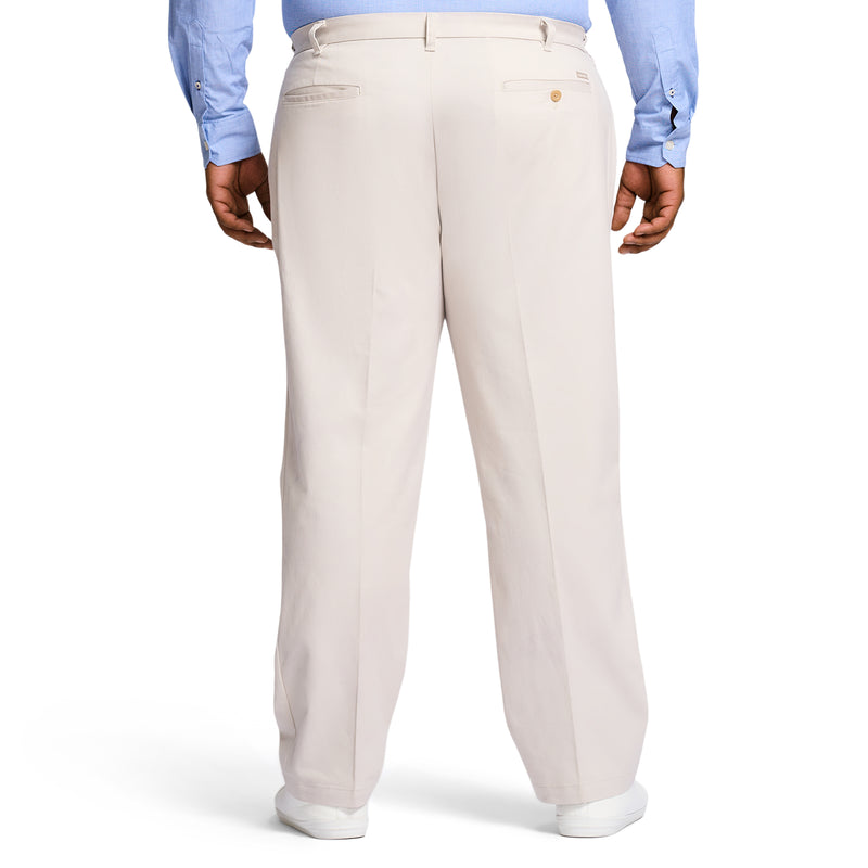 BIG AND TALL PERFORMANCE STRETCH PLEATED CHINO PANT - WARM PEARL