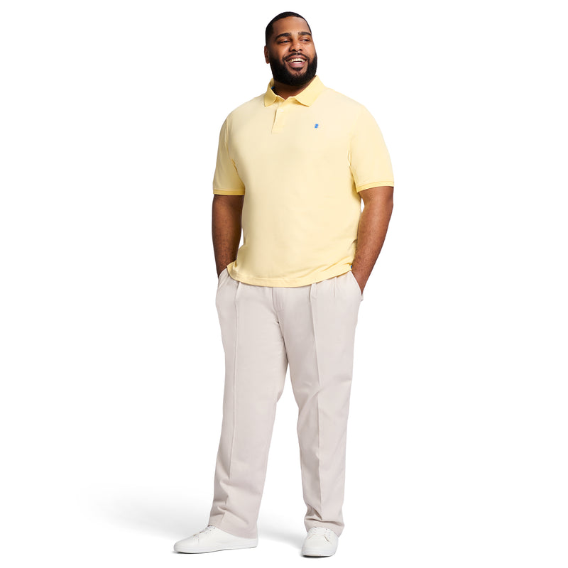 BIG AND TALL PERFORMANCE STRETCH PLEATED CHINO PANT - WARM PEARL