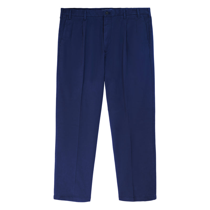 BIG AND TALL PERFORMANCE STRETCH PLEATED CHINO PANT - NAVY