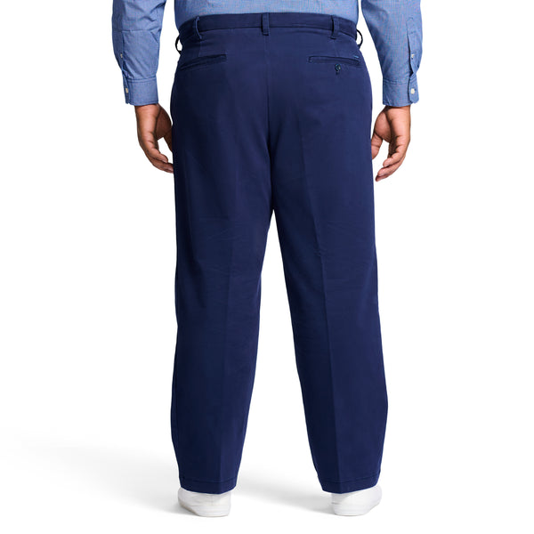 BIG AND TALL PERFORMANCE STRETCH PLEATED CHINO PANT - NAVY