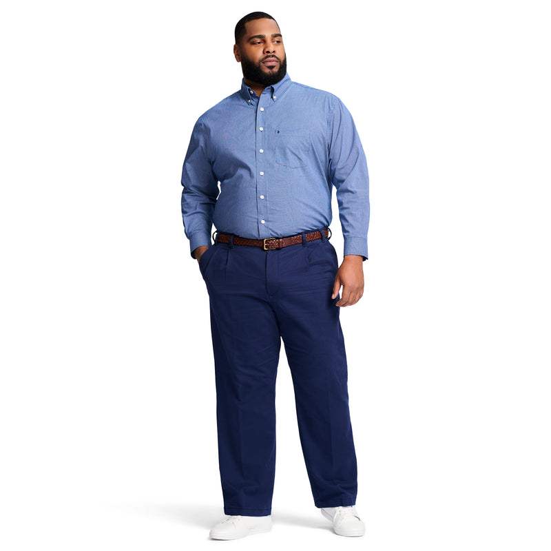 BIG AND TALL PERFORMANCE STRETCH PLEATED CHINO PANT - NAVY