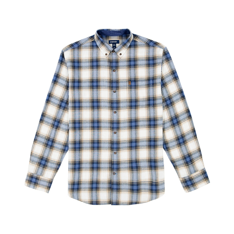 STRATTON FLANNEL LONG-SLEEVE BUTTON-DOWN SHIRT - BIJOU BLUE