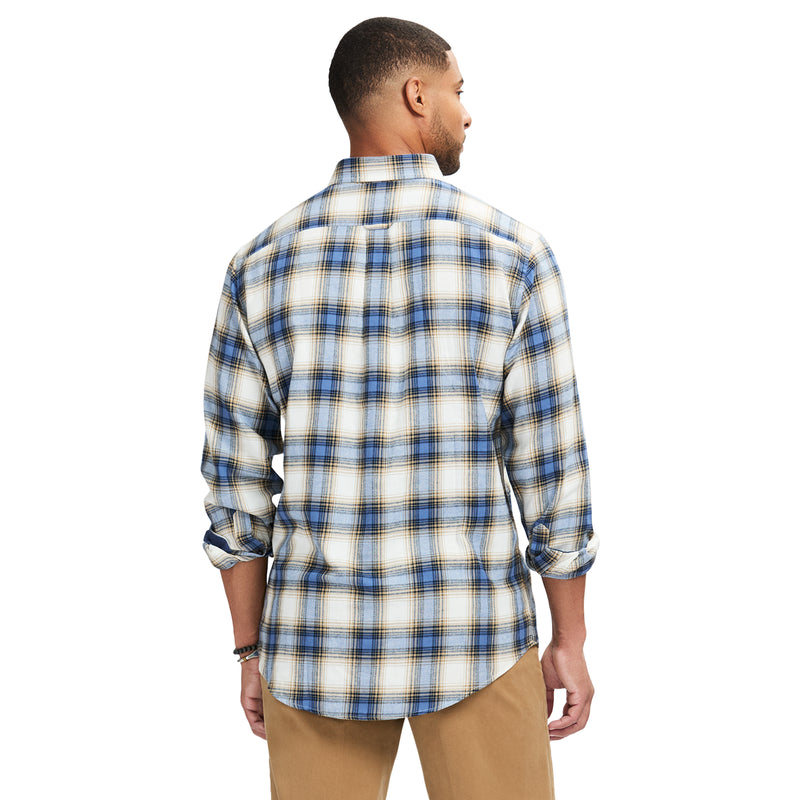 STRATTON FLANNEL LONG-SLEEVE BUTTON-DOWN SHIRT - BIJOU BLUE