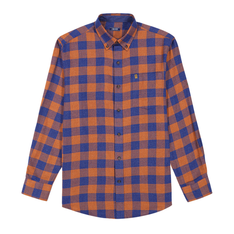 STRATTON FLANNEL LONG-SLEEVE BUTTON-DOWN SHIRT - GINGER BREAD