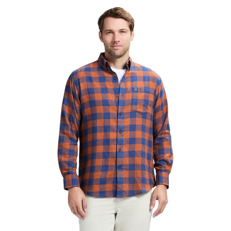 STRATTON FLANNEL LONG-SLEEVE BUTTON-DOWN SHIRT - GINGER BREAD