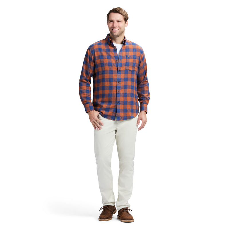 STRATTON FLANNEL LONG-SLEEVE BUTTON-DOWN SHIRT - GINGER BREAD