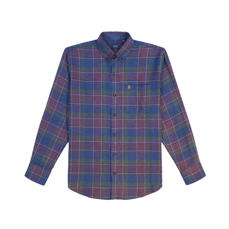 STRATTON FLANNEL LONG-SLEEVE BUTTON-DOWN SHIRT - PLUM PERFECT