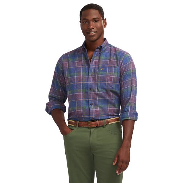 STRATTON FLANNEL LONG-SLEEVE BUTTON-DOWN SHIRT - PLUM PERFECT