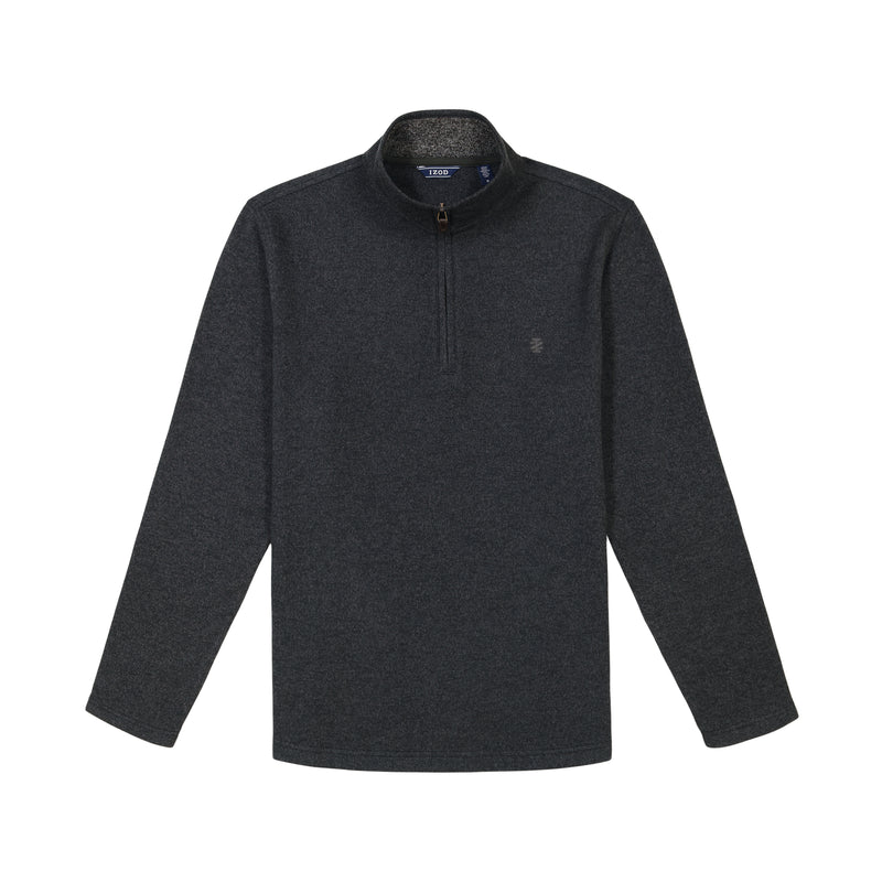 BIG AND TALL QUARTER ZIP SWEATER FLEECE - BLACK