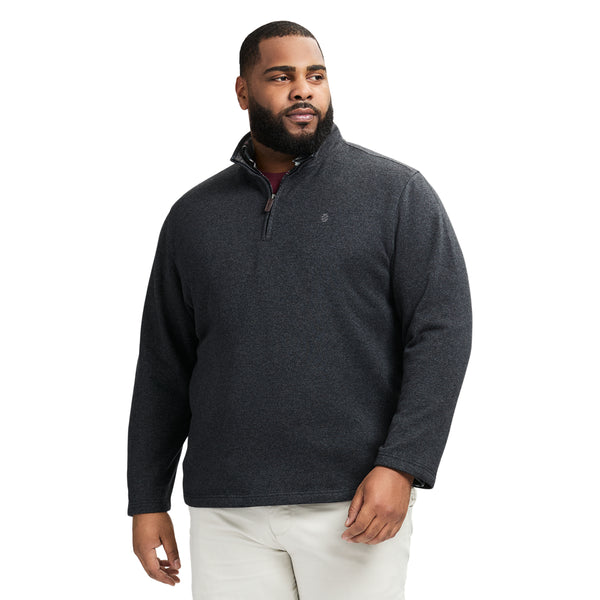 BIG AND TALL QUARTER ZIP SWEATER FLEECE - BLACK