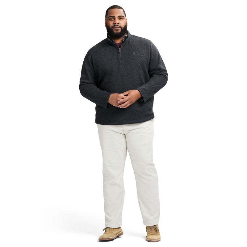 BIG AND TALL QUARTER ZIP SWEATER FLEECE - BLACK