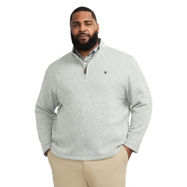 BIG AND TALL QUARTER ZIP SWEATER FLEECE - LT GREY HTHR