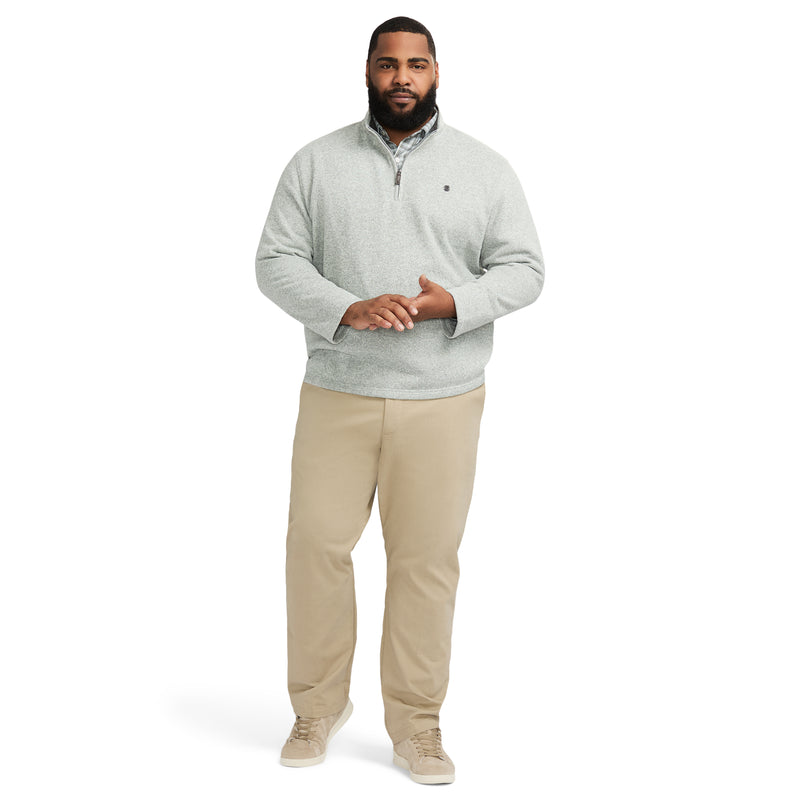 BIG AND TALL QUARTER ZIP SWEATER FLEECE - LT GREY HTHR