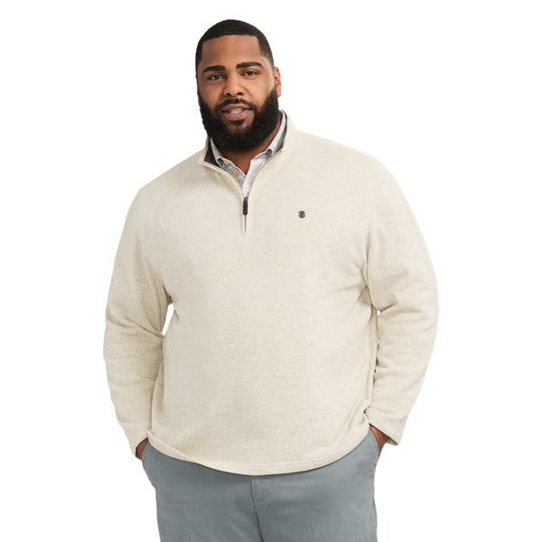 BIG AND TALL QUARTER ZIP SWEATER FLEECE - ROCK HTHR