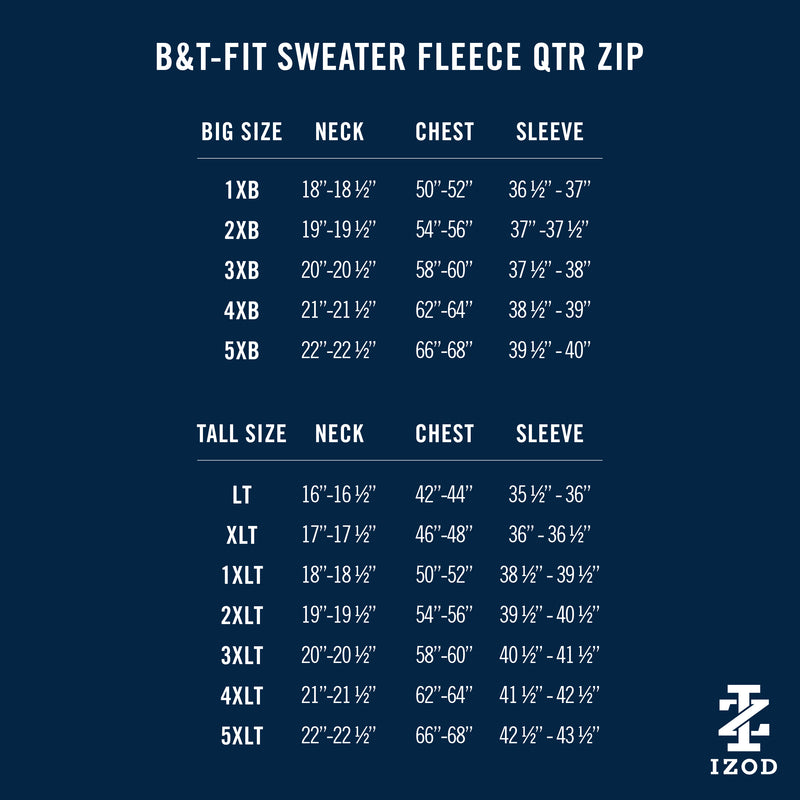 BIG AND TALL QUARTER ZIP SWEATER FLEECE - ROCK HTHR