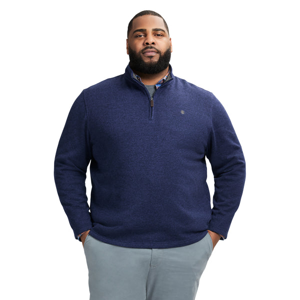 BIG AND TALL QUARTER ZIP SWEATER FLEECE - NAVY BLAZER