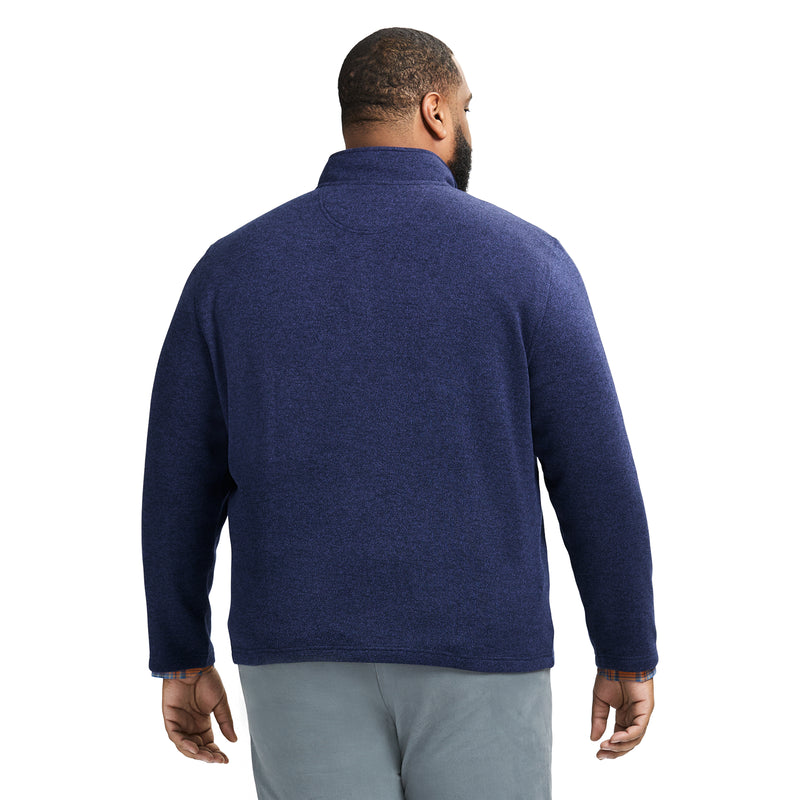 BIG AND TALL QUARTER ZIP SWEATER FLEECE - NAVY BLAZER